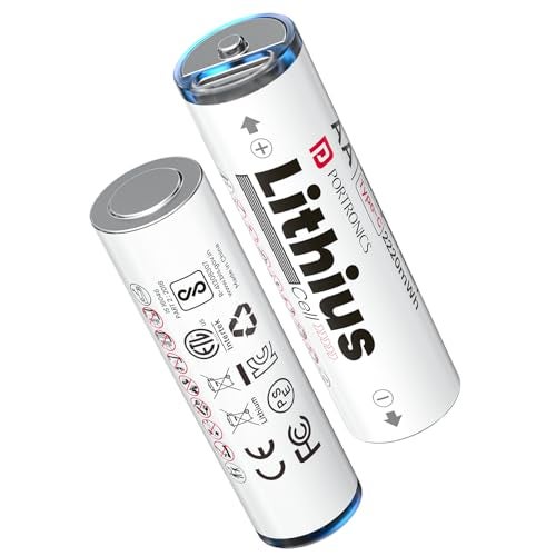 Portronics AA Lithius Type C Rechargeable Batteries, Pack of 2, Lithium Ion Cell Composition, Upto 1480mAh Capacity, Low Self Discharge, No Separate Charger Required (White) - Image 1