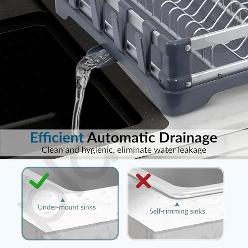 Plantex Aluminium Fold Flat Dish Drying Rack/2-Tier Dish Drainer with Drying Rack/Utensils Drying Rack/Vessel Drainer Basket/Kitchen Organiser Rack Stand- (Silver & Grey) - Image 5
