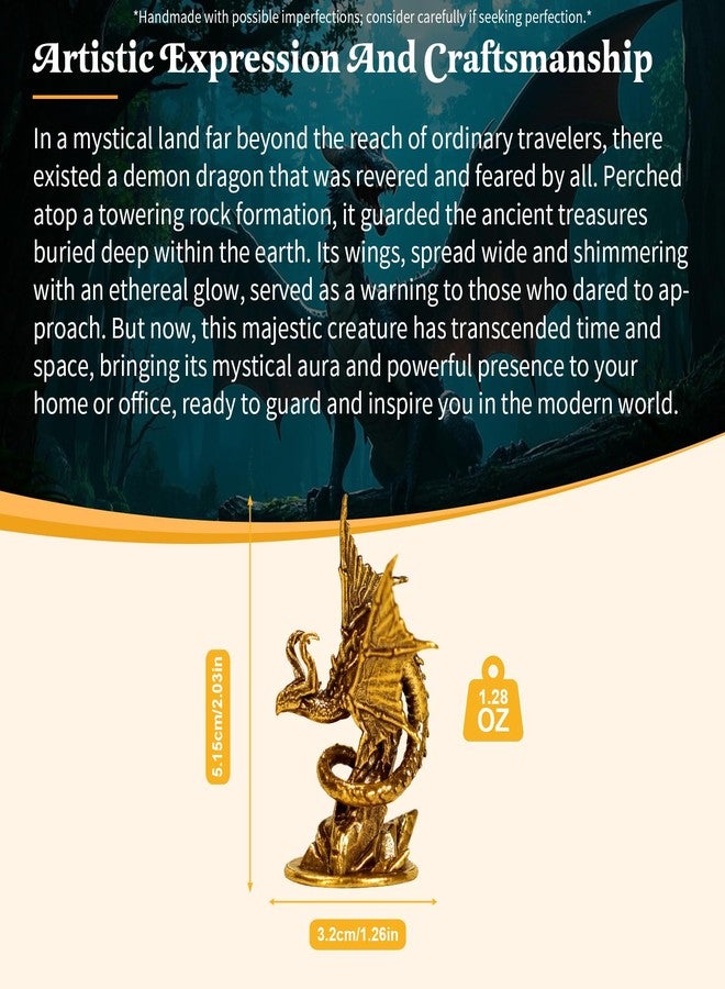 chovy تنين شيطاني مهيب من تشوفي، جاثم على صخرة، أجنحة مفرودة - مصنوع يدويًا من النحاس الصلب 100% - قطعة ديكور مثالية للمنزل، زينة مكتبية، عمل فني قابل للجمع، إضافة مميزة للمكتب، ديكور فني - Image 3