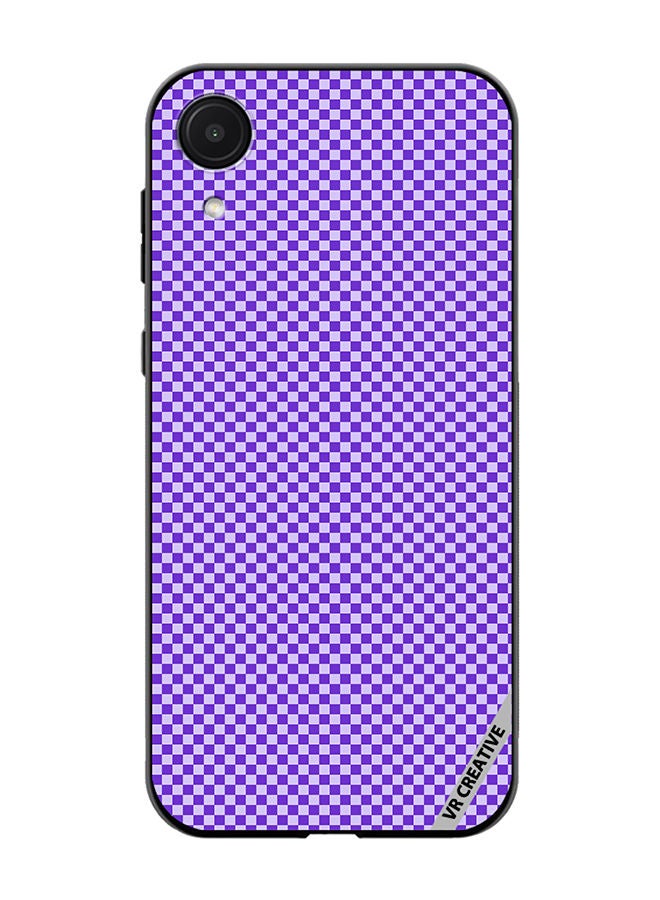 Protective Case Cover For Samsung Galaxy A03 Core Groovy Purply And White Checkerboard Design Multicolour