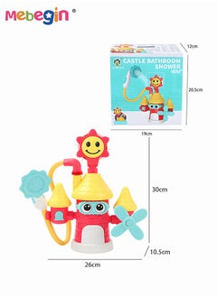 MEBEGIN Electric Castle-shape Bath Toy with 3 Powerful Suction Cups, Adorable Shower Head, Absorbent Bathtub Spray Toy, Creative Baby Bath Companion Toy, Suitable for Tub and Wall, Maximum Fun in Tub or Sink for Infants and Newborn Babies, 26*10.5*30cm  - Image 3