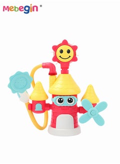 MEBEGIN Electric Castle-shape Bath Toy with 3 Powerful Suction Cups, Adorable Shower Head, Absorbent Bathtub Spray Toy, Creative Baby Bath Companion Toy, Suitable for Tub and Wall, Maximum Fun in Tub or Sink for Infants and Newborn Babies, 26*10.5*30cm  - Image 4