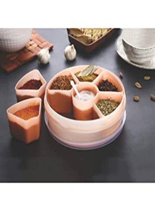 QUALIZA Plastic Masala Box for Kitchen, Spice Boxes for Kitchen, Transparent Rangoli/Spice/Masala Dabba Container 7 Compartments with 1 Spoon - Image 2
