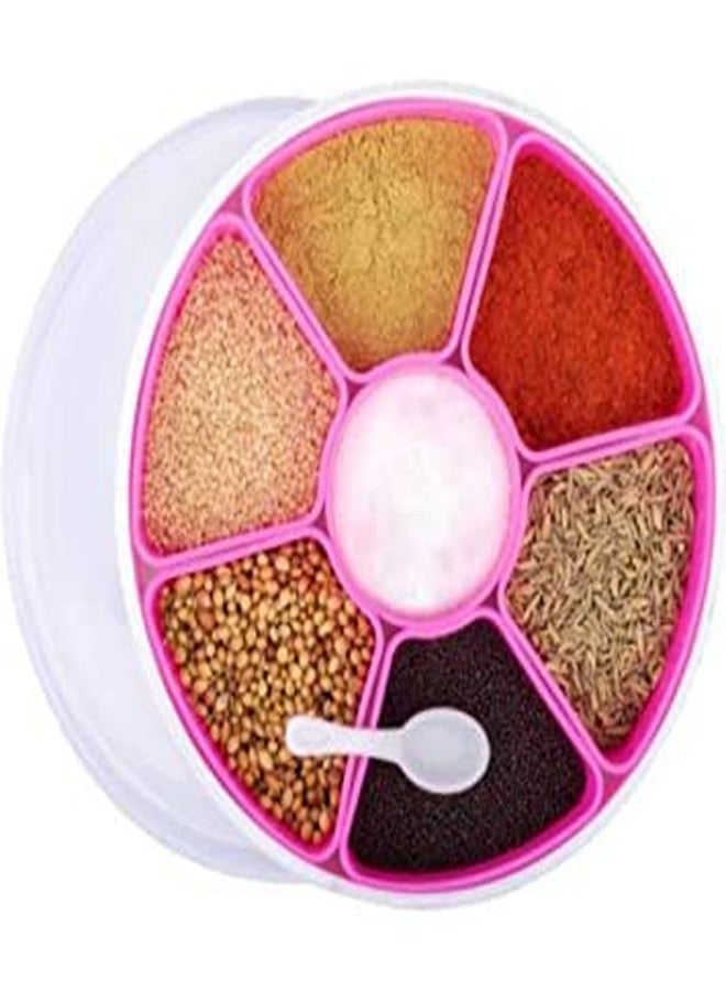 QUALIZA Plastic Masala Box for Kitchen, Spice Boxes for Kitchen, Transparent Rangoli/Spice/Masala Dabba Container 7 Compartments with 1 Spoon - Image 5