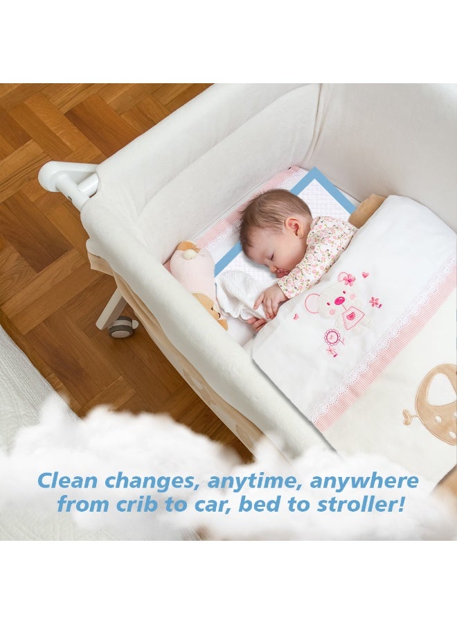Cute 'n' Cuddle Pack Of 270 Disposable Soft Ultra Absorbent Waterproof Diaper Mess-Free Changing Mat Liners – Baby Changing Mat Cover Bed Pads, Blue, 60CM X 45CM - Image 4