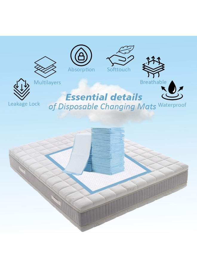 Cute 'n' Cuddle Pack Of 270 Disposable Soft Ultra Absorbent Waterproof Diaper Mess-Free Changing Mat Liners – Baby Changing Mat Cover Bed Pads, Blue, 60CM X 45CM - Image 5
