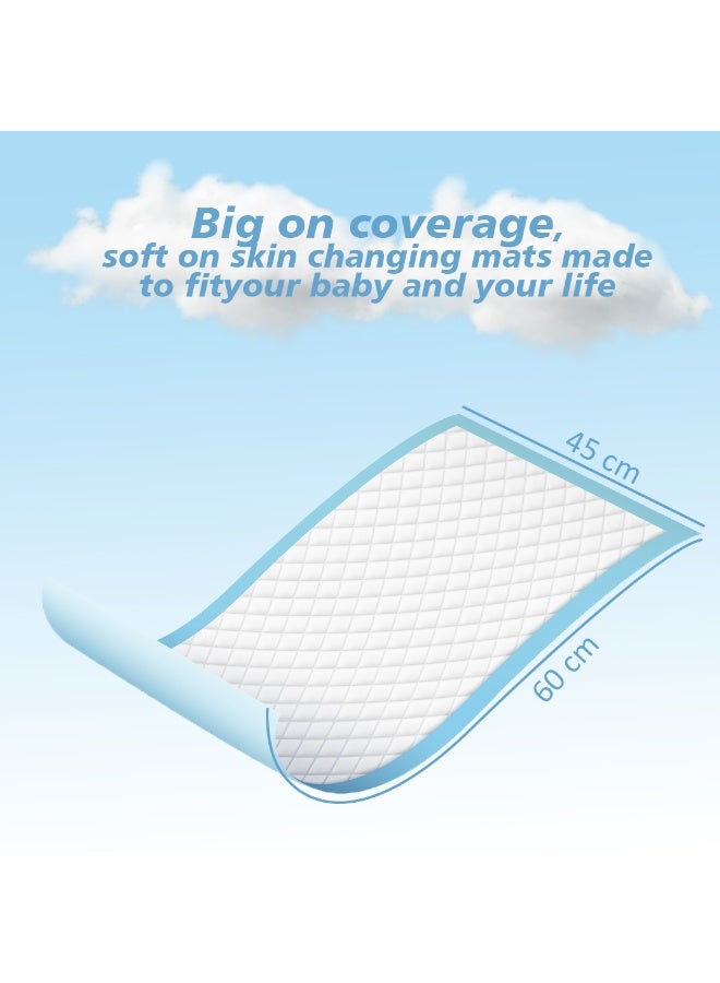Cute 'n' Cuddle Pack Of 270 Disposable Soft Ultra Absorbent Waterproof Diaper Mess-Free Changing Mat Liners – Baby Changing Mat Cover Bed Pads, Blue, 60CM X 45CM - Image 2