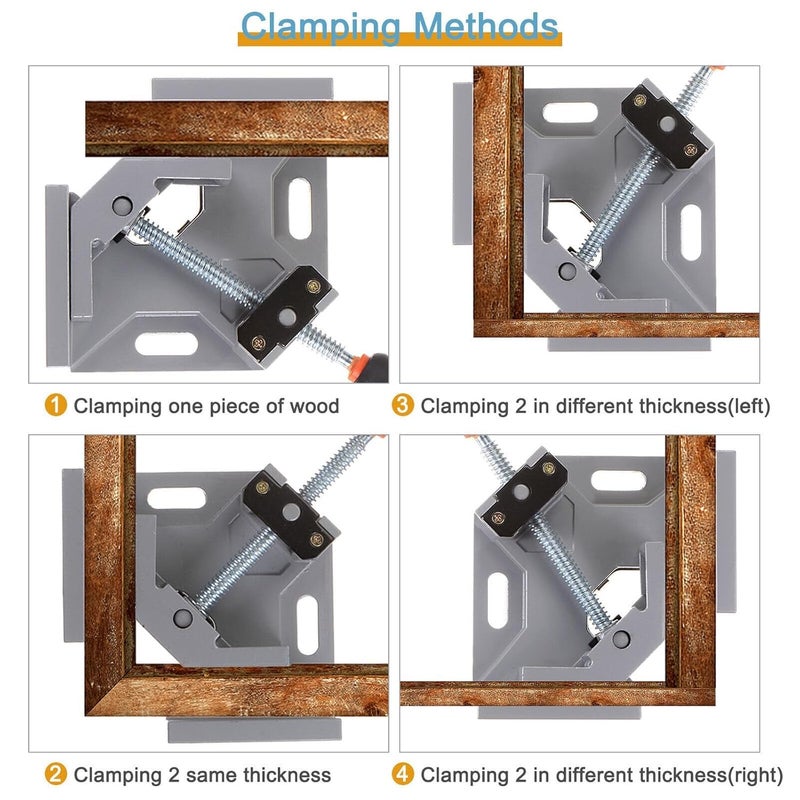 VENEKETY 90 Right Angle ClampsCorner Clamp tools for Carpenter Welding Woodworking Engineering Photo Framing Single Handle Corner Clamp grey - Image 5