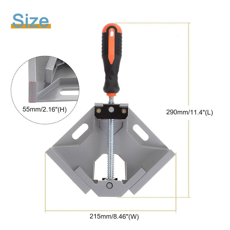 VENEKETY 90 Right Angle ClampsCorner Clamp tools for Carpenter Welding Woodworking Engineering Photo Framing Single Handle Corner Clamp grey - Image 3