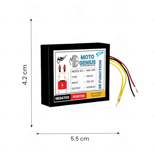 MOTO GENIUS Universal Motorcycle Hazard Indicator Flasher Relay, 25 Flash Patterns with Switch, Waterproof LED | Bulb Compatible Blinker for Turn Signal Lights - Image 3
