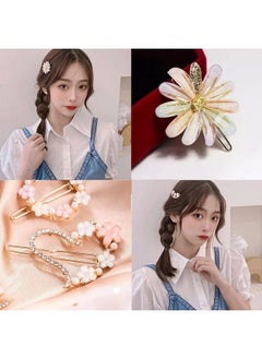 ANNACREATIONS 4 Piece Korean Style Pearl Flower Metal Hair Clips Plastic Pearl Barrettes Hairpin For Women & Girls(Multicolor)  - Image 3