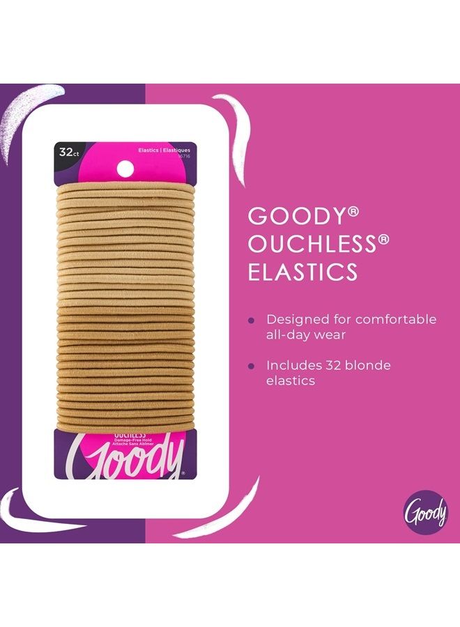 Goody رباط شعر مرن من جودي بدون ألم - 32 قطعة، أشقر - 4 مم للشعر المتوسط - ملحقات شعر خالية من الألم للرجال والنساء والأولاد والبنات - مثالي لتسريحات الضفائر، ذيل الحصان، وأكثر - Image 2