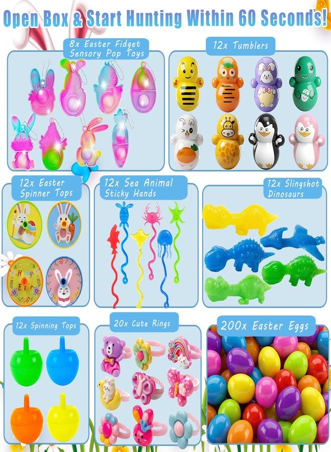 SQZUWIT 200 Pcs Prefilled Easter Eggs Filled with Toys Inside for Kids Boys Girls Pre-filled Easter Hunt Basket Stuffers Essentials Fillers Party Favors Classroom Prize Supplies - Image 4