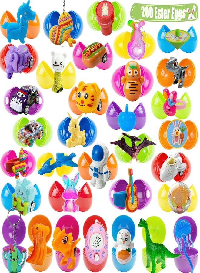 SQZUWIT 200 Pcs Prefilled Easter Eggs Filled with Toys Inside for Kids Boys Girls Pre-filled Easter Hunt Basket Stuffers Essentials Fillers Party Favors Classroom Prize Supplies - Image 1