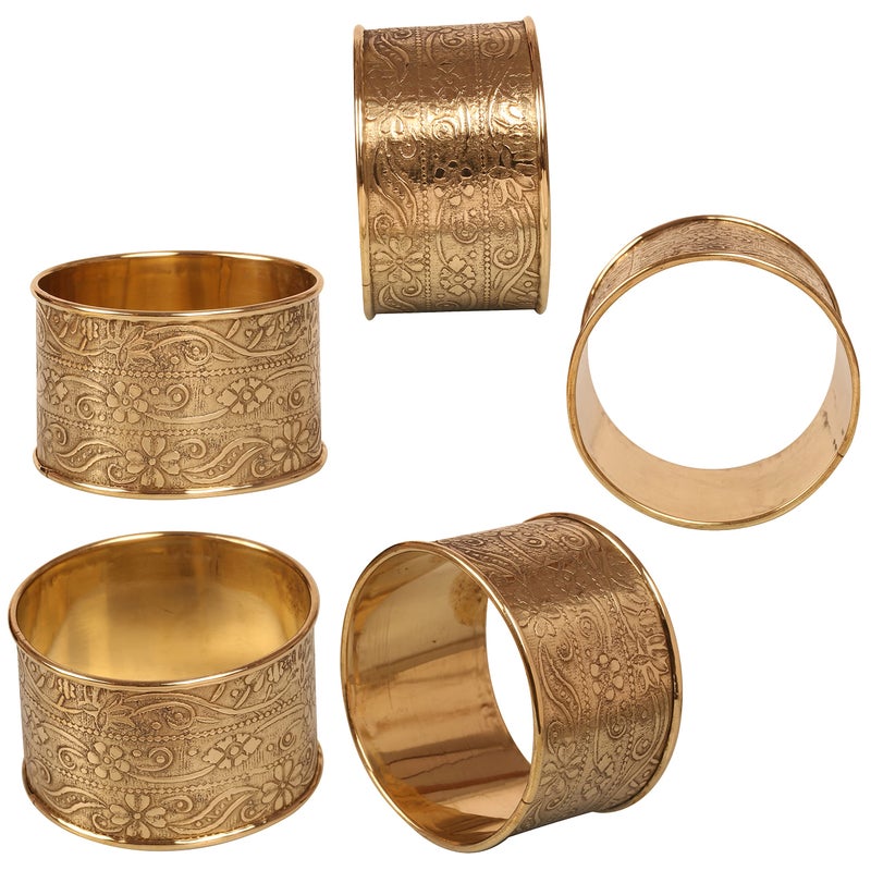 Indtresor Gorgeous Beautifully Handcrafted Floral Large Size Gold Color Party Dining Table Napkin Holders (Set Of 6) - Image 4
