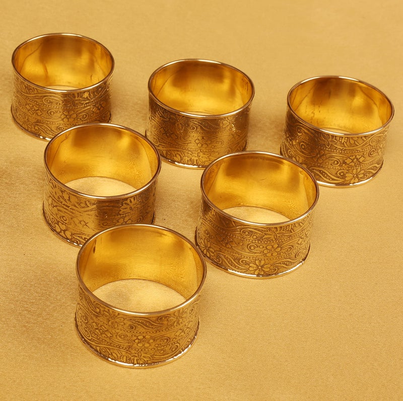 Indtresor Gorgeous Beautifully Handcrafted Floral Large Size Gold Color Party Dining Table Napkin Holders (Set Of 6) - Image 5