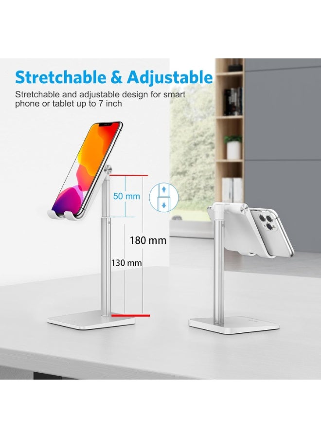 Omoton Cell Phone Stand, Adjustable Angle Height Desk Phone Dock Holder for iPhone SE 16 Pro Max/Plus/XS/XR, Samsung Galaxy S20 / S10 / S9 / S8 and Other Phones (3.5-7.0-Inch),Silver - Image 5