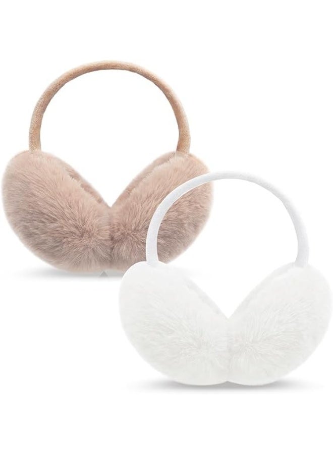 أوشيما Earmuffs Winter Women, Warm Fluffy Earmuff Foldable Plush Girls Earmuffs for Cold Weather, Adjustable Foldable Soft Warm Ear Warmers Winter Foldables Removable Washable（2PCS） - Image 1