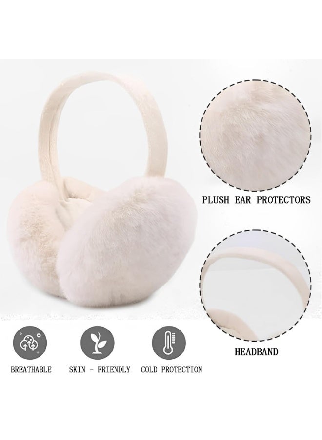 أوشيما Earmuffs Winter Women, Warm Fluffy Earmuff Foldable Plush Girls Earmuffs for Cold Weather, Adjustable Foldable Soft Warm Ear Warmers Winter Foldables Removable Washable（2PCS） - Image 3