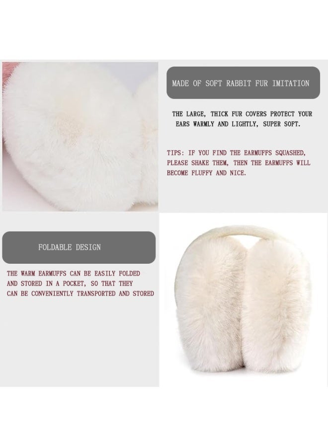أوشيما Earmuffs Winter Women, Warm Fluffy Earmuff Foldable Plush Girls Earmuffs for Cold Weather, Adjustable Foldable Soft Warm Ear Warmers Winter Foldables Removable Washable（2PCS） - Image 5