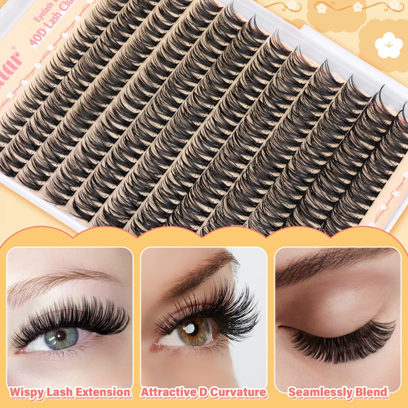 Calphdiar 40D Individual Lashes Natural Eyelash Clusters Wispy Lash Clusters 9-16mm Cluster Eyelash Extensions D-Curly Lashes Clusters 288pcs DIY Lash Extension for Beginners at Home - Image 4