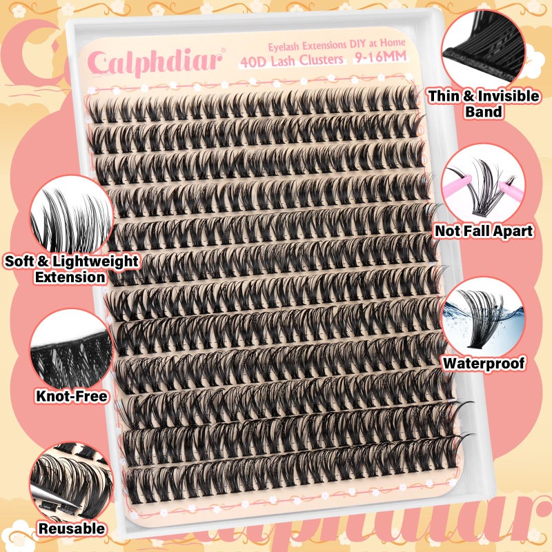 Calphdiar 40D Individual Lashes Natural Eyelash Clusters Wispy Lash Clusters 9-16mm Cluster Eyelash Extensions D-Curly Lashes Clusters 288pcs DIY Lash Extension for Beginners at Home - Image 5