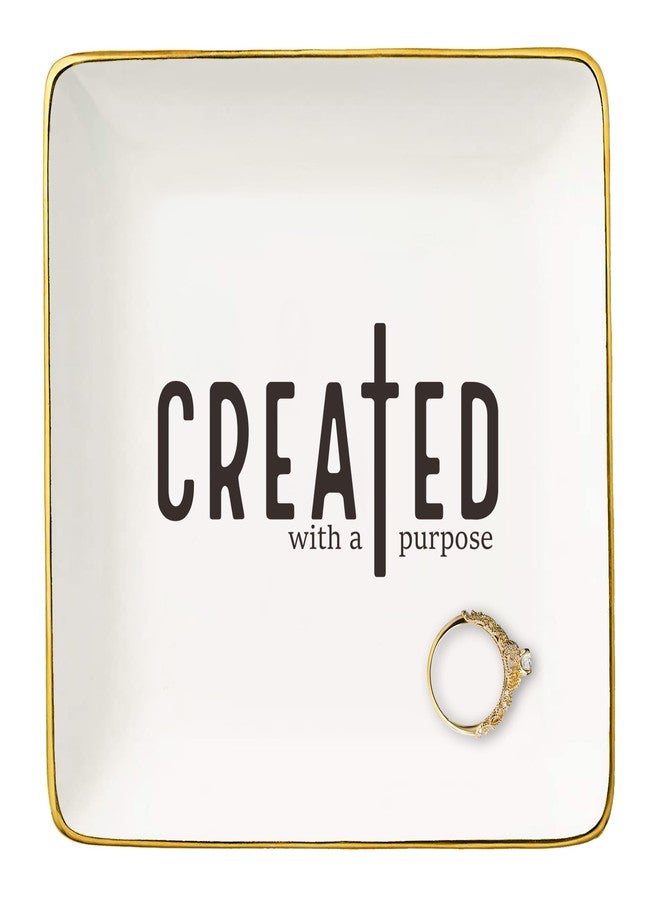 NZY Affirmations Birthday Christmas Gifts for Woman,Christian Scripture Religious Bible Verse Reminder Gifts,Inspirational Present,Ceramic Jewelry Tray Trinket Holder Ring Dish-Created With A Purpose - Image 1