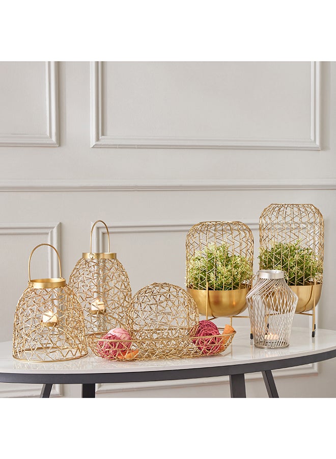 Home Box Helix Metal Ribbed Taper Lantern 15 x 31 x 15 cm  - Image 5
