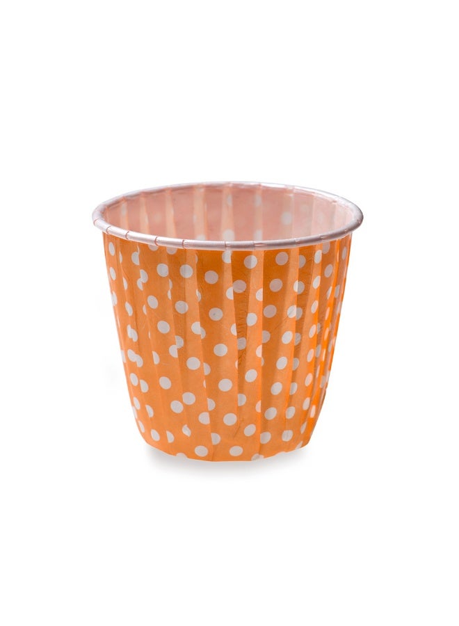 Restaurantware Panificio 3.5 Ounce Baking Cups, 200 Pleated Cupcake Liners - Oven-Ready, Freezable, Orange Paper Muffin Cases, Disposable, Polka-Dotted, For Wedding Parties, Baby Showers - Image 1