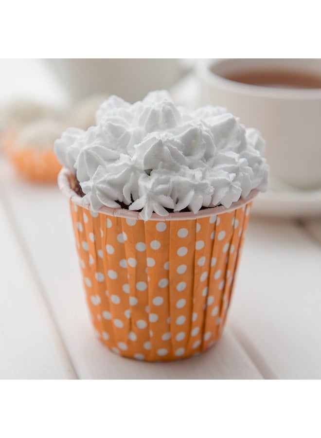 Restaurantware Panificio 3.5 Ounce Baking Cups, 200 Pleated Cupcake Liners - Oven-Ready, Freezable, Orange Paper Muffin Cases, Disposable, Polka-Dotted, For Wedding Parties, Baby Showers - Image 3
