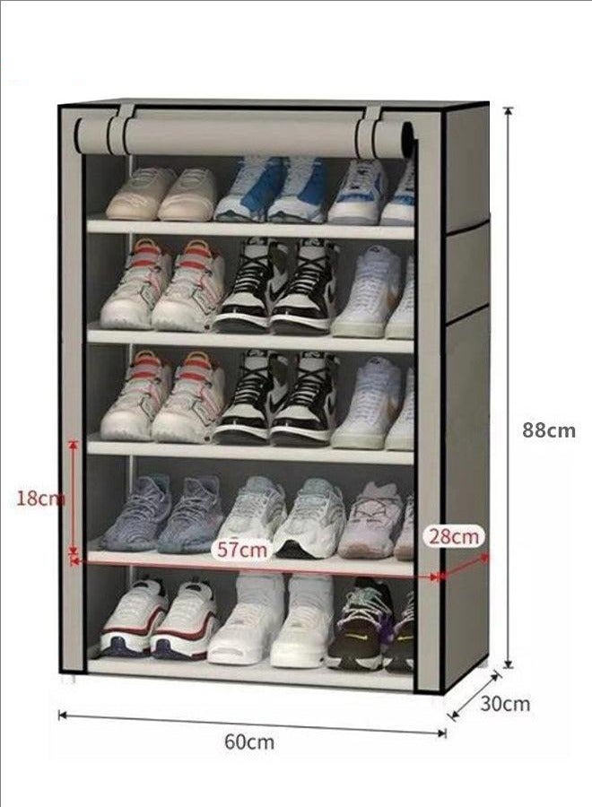 BLOOMING TIME 6-Layer Shoe Rack Organizer Portable Shoe Rack With Non-woven Fabric Cover Dustproof Clean And Tidy, Gray - Image 3