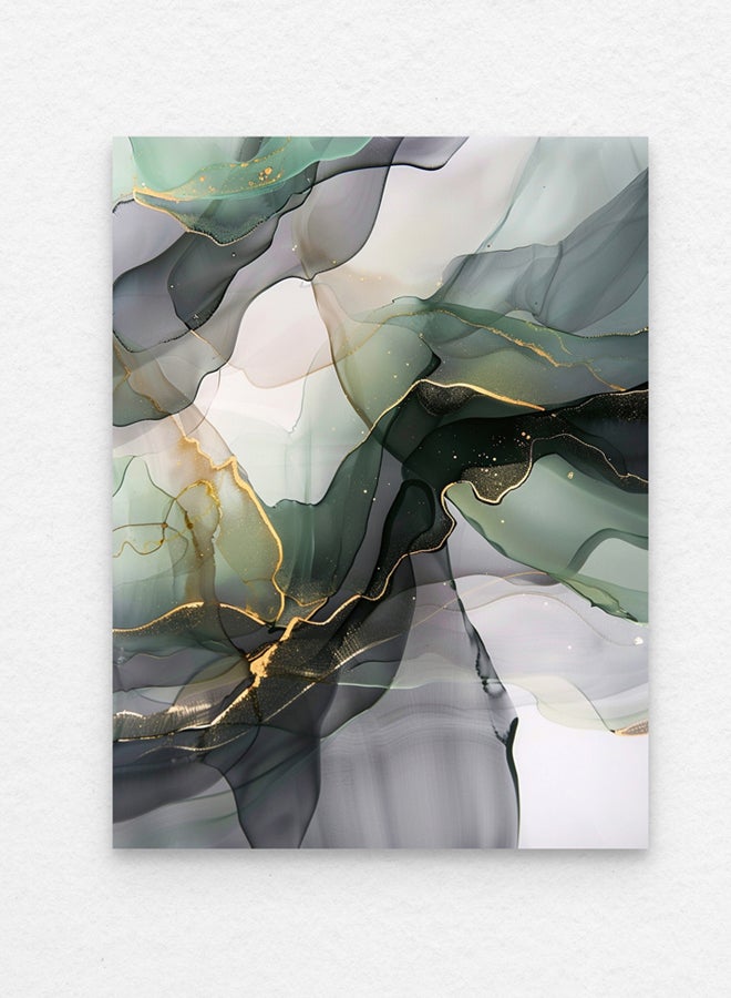 Art Decor Art Decor Dark Green and Grey Water Color Ink Style Abstract Art with Gold Accents Wall Art with Matboard Framed Fine Art Wall Décor for Living Room Bedroom Dining Room Office Gifting - Image 3