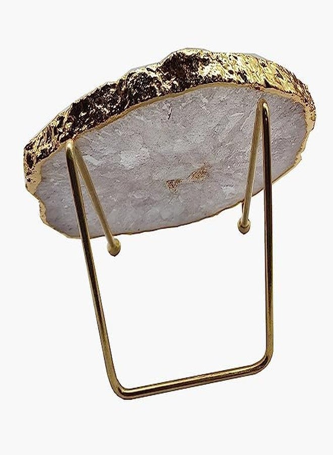 eshoppee Mantra on Natural Agate Stone with Gold Electroplating on Border with Stand. (13) - Image 4