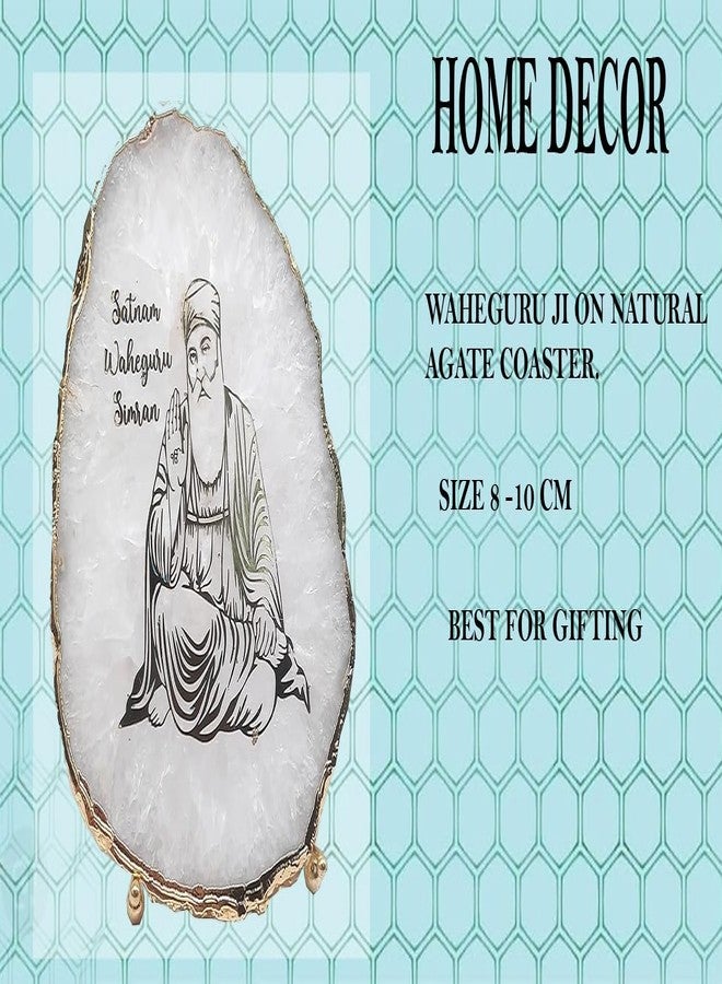 eshoppee Mantra on Natural Agate Stone with Gold Electroplating on Border with Stand. (13) - Image 3