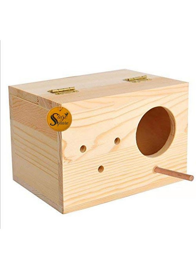 Sage Square Sage Square Natural Wood Mountable Bird Nest & Breeding Box with Perch (Design for Small Birds)  - Image 1
