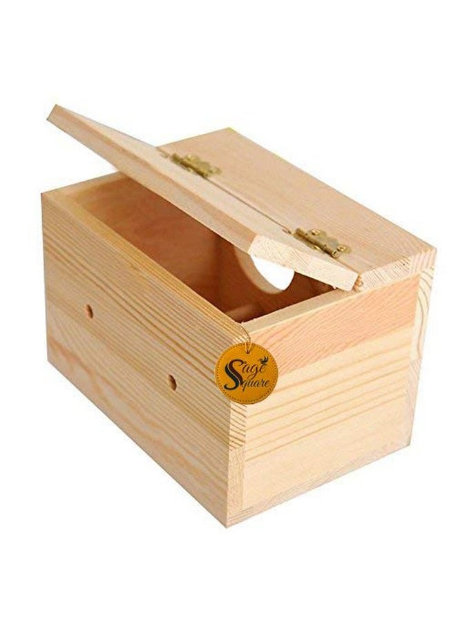 Sage Square Sage Square Natural Wood Mountable Bird Nest & Breeding Box with Perch (Design for Small Birds)  - Image 3