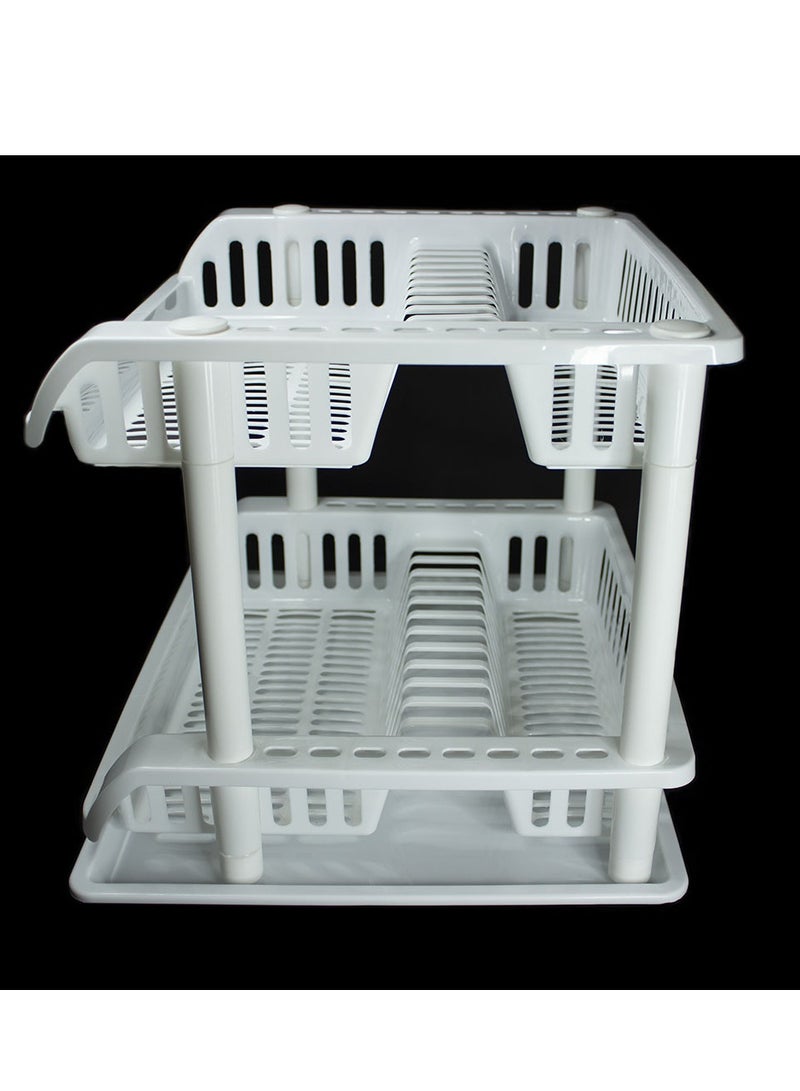 Black and white two-tier dish rack with dish drying tray, 46*38*35 cm - Image 4