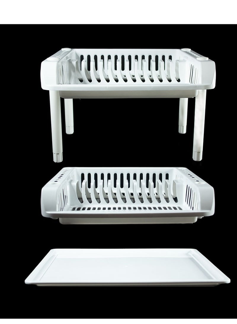 Black and white two-tier dish rack with dish drying tray, 46*38*35 cm - Image 5