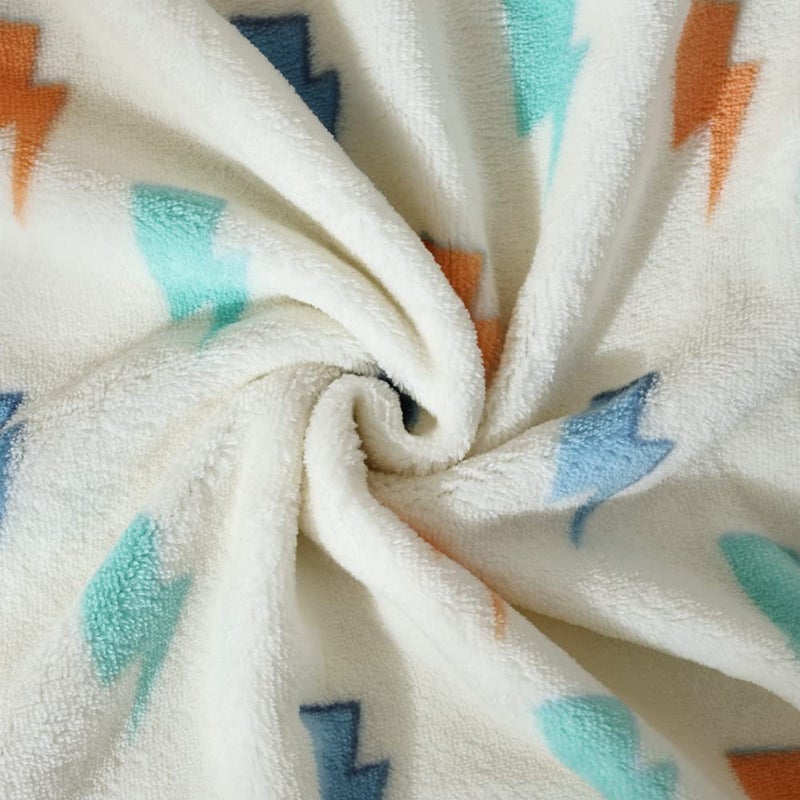 CREVENT 30''X40'' Soft Breathable Cozy Plush FleeceBaby Boys for Infants Toddlers' Bedding Crib Cot Stroller, Baby Shower Birthday Newborn's Gift - Lightning - Image 4
