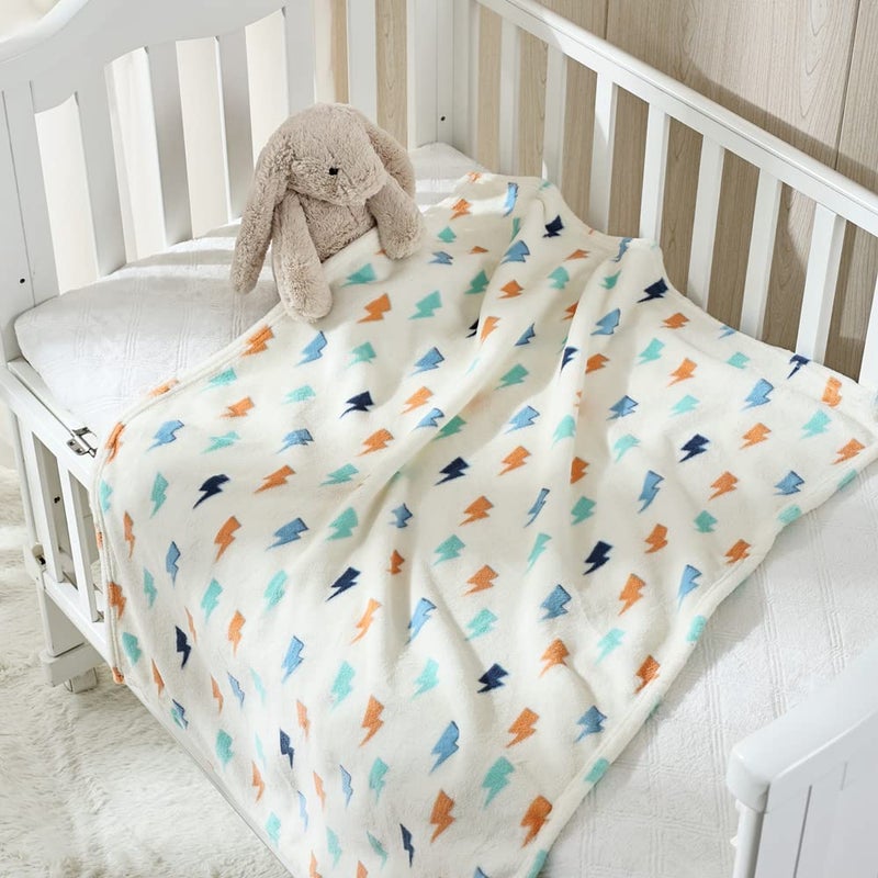 CREVENT 30''X40'' Soft Breathable Cozy Plush FleeceBaby Boys for Infants Toddlers' Bedding Crib Cot Stroller, Baby Shower Birthday Newborn's Gift - Lightning - Image 3