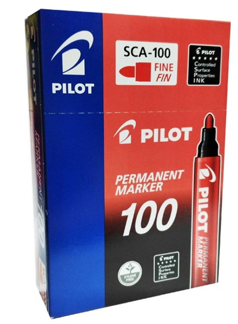 Pilot 12-piece Permanent Marker Red Chisel - Image 2