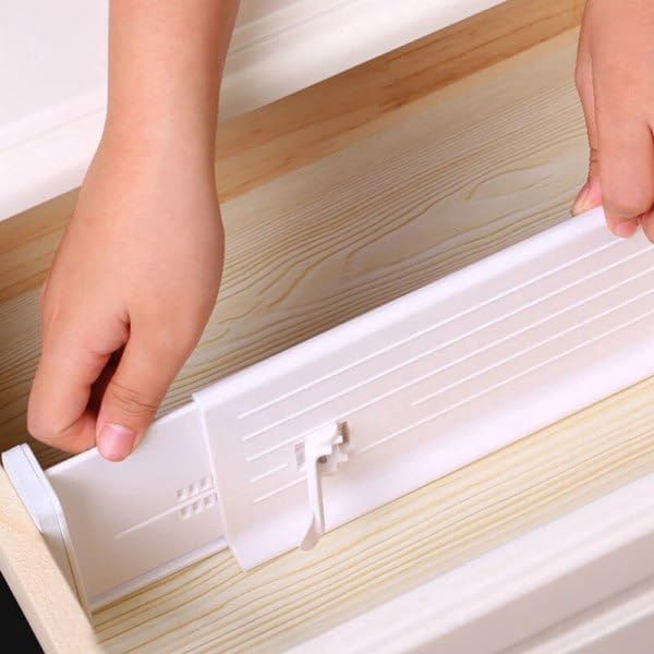 Trishaan Adjustable Drawer Organiser 1063185 Kitchen Drawer Organisers Expandable Dresser Separators with Buckle and Foam Ends for Clothes Cosmetic Bedroom Bathroom Wardrobe Office - Image 5