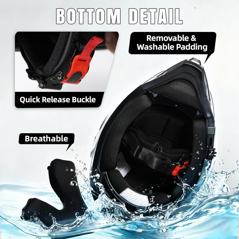 triangle Dual Sport Motorcycle Helmet Dirt Bike Helmets ATV Full Face Helmet for Adults Men with Internal Sunshield DOT Approved - Image 5