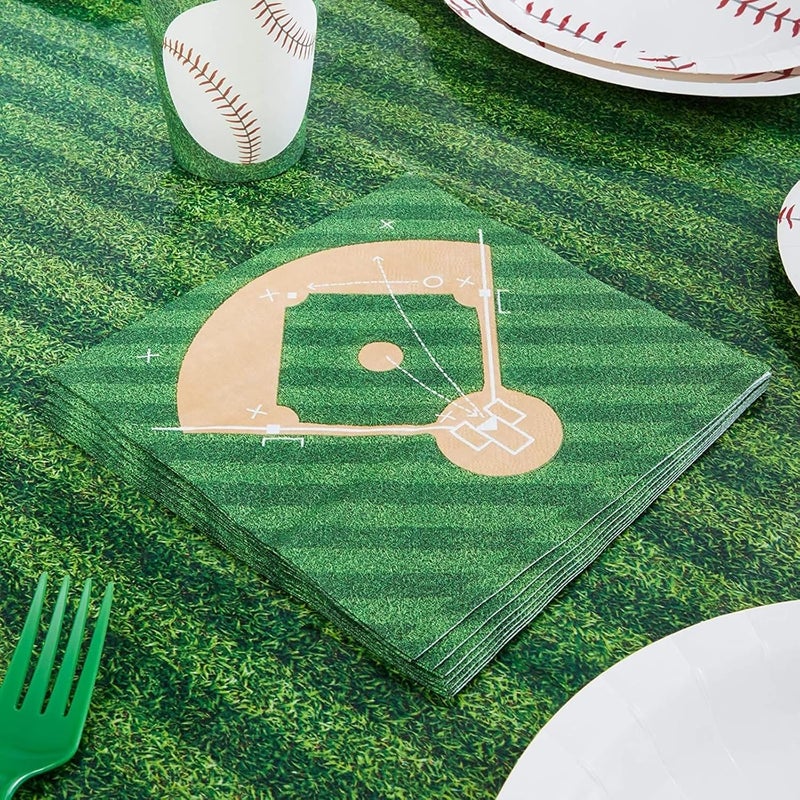 Blue Panda Baseball Party Napkins, Sports Birthday (6.5 x 6.5 In, 100 Pack) - Image 2