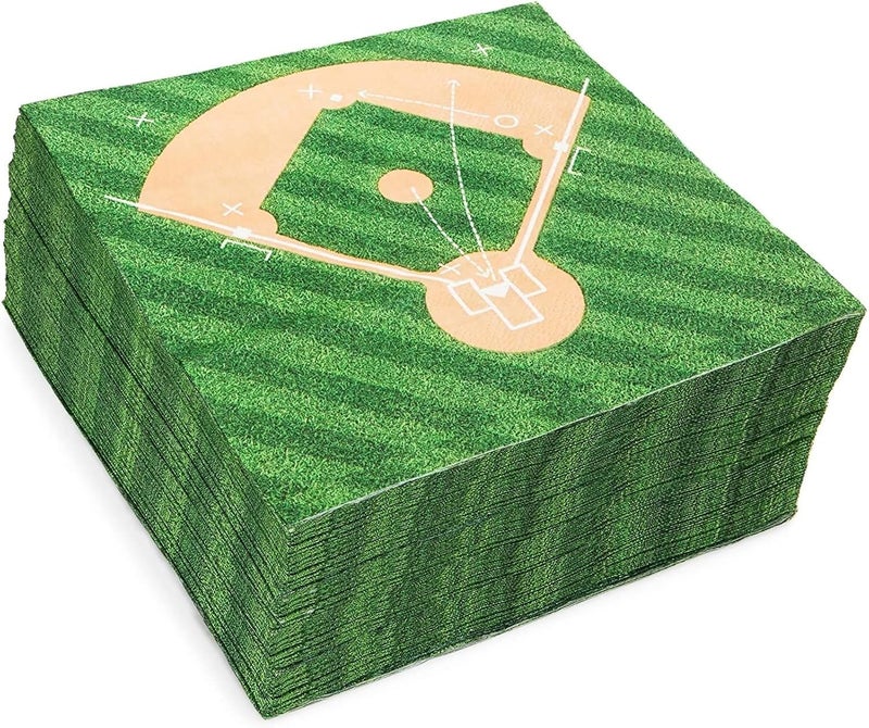Blue Panda Baseball Party Napkins, Sports Birthday (6.5 x 6.5 In, 100 Pack) - Image 1