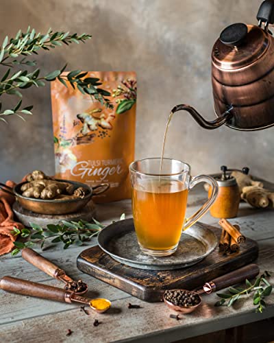Gardenika Organic Turmeric Ginger Tulsi Chai Tea | Loose Leaf | Ayurvedic Superfood Blend | Herbal and Caffeine-Free | 55+ Cups | KSA Kosher | 4 oz - Image 5