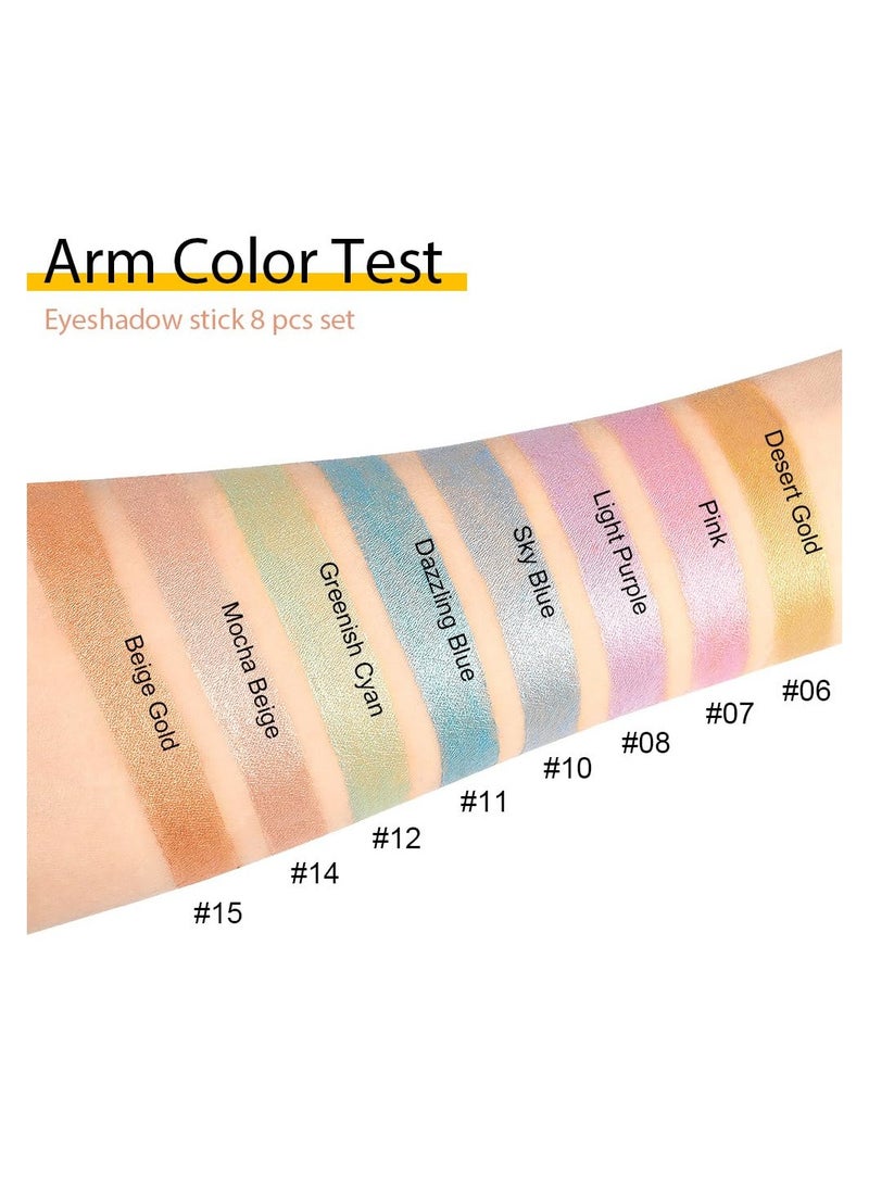 SYOSI 8PCS Cream Eyeshadow Stick Set in Desert Tones, Mocha Beige Gold Eye Crayon Collection Eye Shadow Crayons Multi-Color Shimmer Eye Stick Set Creamy Eye Crayons Dazzling Eye Makeup for Bold Eye Makeup - Image 5