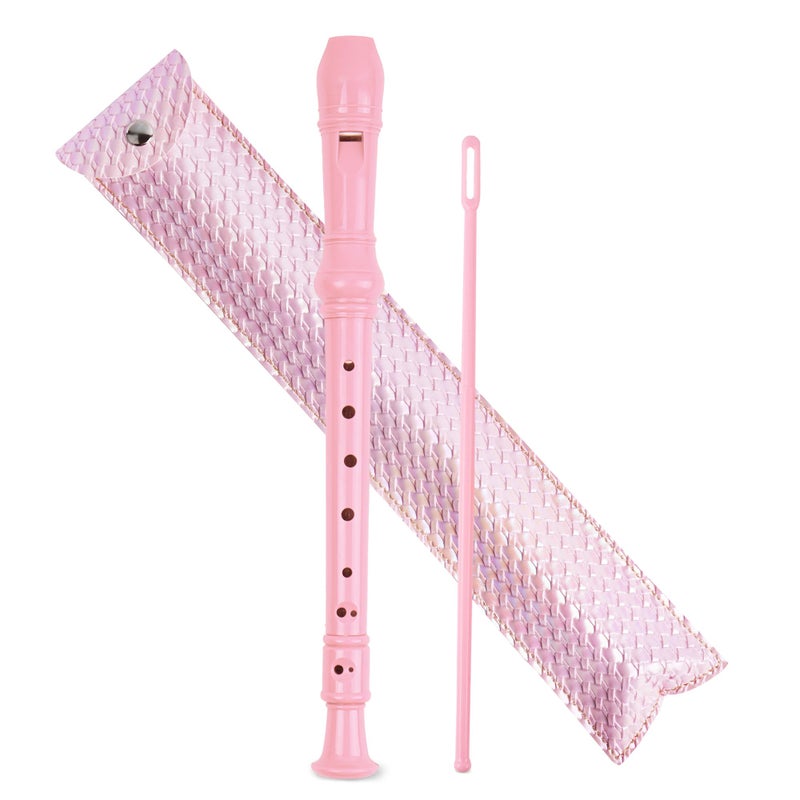 Jasenna Recorder Instrument for Beginner Adults,8-Hole Soprano Descant Recorder Music Flute with with Cleaning Rod & Leather Case For Home Entertainment(2-Flash Woven Pink2) - Image 1