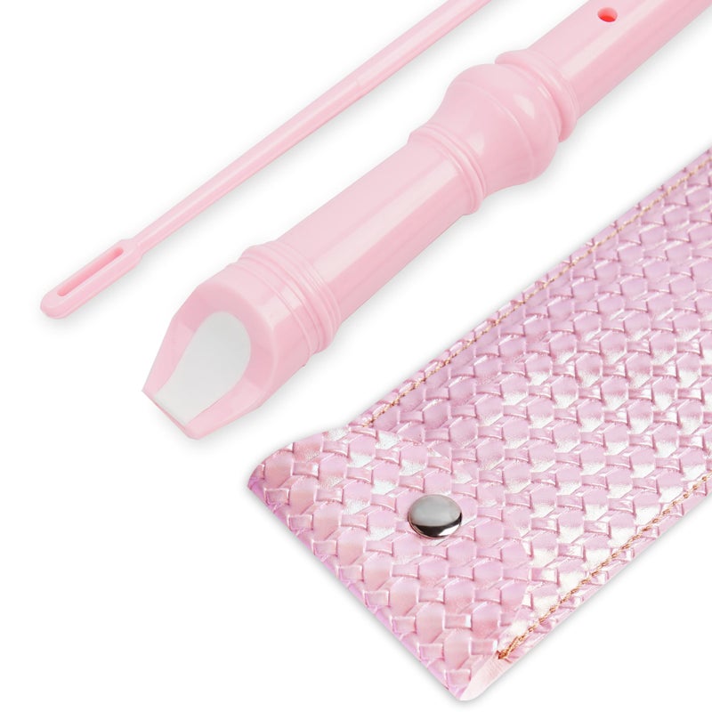 Jasenna Recorder Instrument for Beginner Adults,8-Hole Soprano Descant Recorder Music Flute with with Cleaning Rod & Leather Case For Home Entertainment(2-Flash Woven Pink2) - Image 5