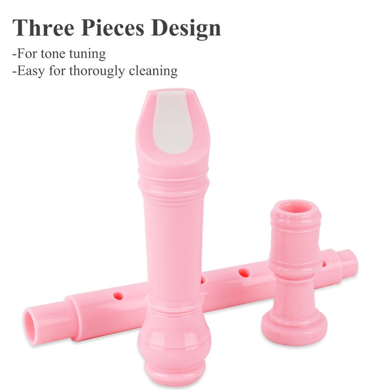 Jasenna Recorder Instrument for Beginner Adults,8-Hole Soprano Descant Recorder Music Flute with with Cleaning Rod & Leather Case For Home Entertainment(2-Flash Woven Pink2) - Image 3